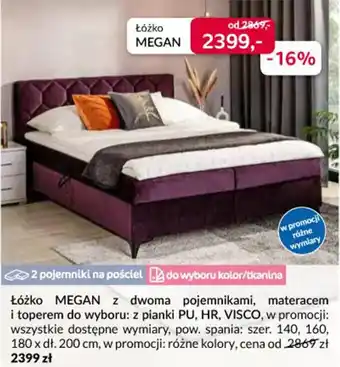 Agata Meble Łóżko MEGAN z dwoma pojemnikami pow. spania: szer. 140, 160, 180 x dł. 200 cm oferta