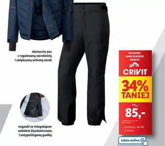 Lidl SPODNIE NARCIARSKIE MĘSKIE CRIVIT rozmiary: 46-56 oferta