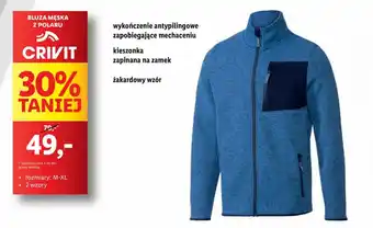 Lidl BLUZA MĘSKA Z POLARU CRIVIT rozmiary: M-XL 2 wzory oferta