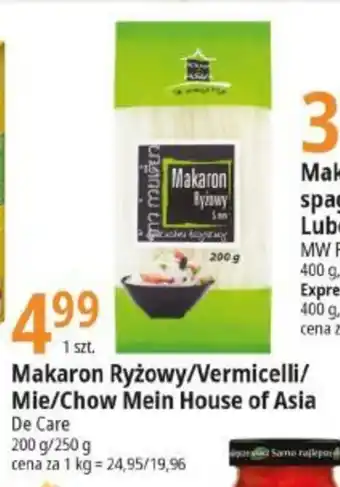 E.Leclerc Makaron Ryżowy Vermicelli Mie Chow Mein House of Asia De Care 200-250g oferta