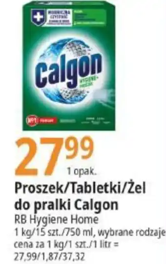 E.Leclerc Proszek Tabletki Żel do pralki Calgon RB Hygiene Home 1kg/15szt./750ml oferta