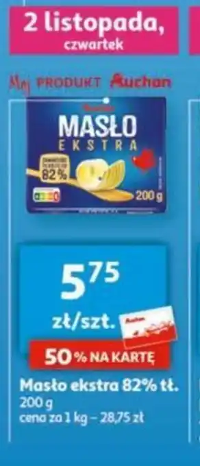 Auchan Masło ekstra 82% tł. 200g oferta
