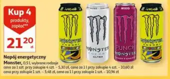 Auchan Napój energetyczny Monster, 0,5 l, wybrane rodzaje oferta