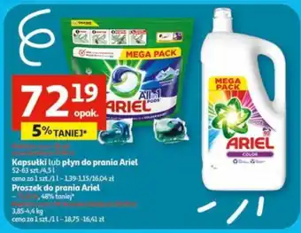 Auchan Kapsułki lub płyn do prania Ariel 52-63szt. oferta