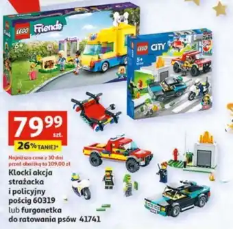 Auchan Klocki akcja strażacka i policyjny pościg 60319 lub furgonetka do ratowania psów 41741 oferta