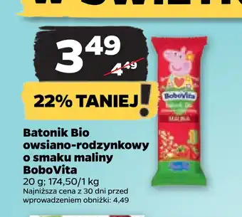 Netto Batonik bio owsiano-rodzynkowy o smaku maliny bobovita oferta