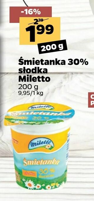Netto Śmietanka 30% słodka Miletto oferta
