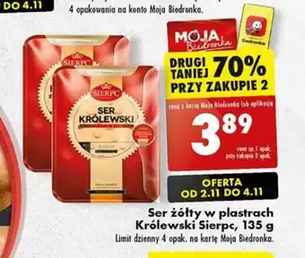 Biedronka Ser żółty w plastrach Królewski Sierpc 135g oferta