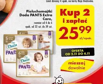 Biedronka Pieluchomajtki Dada Pants Extra od 32 szt. do 39 szt. oferta