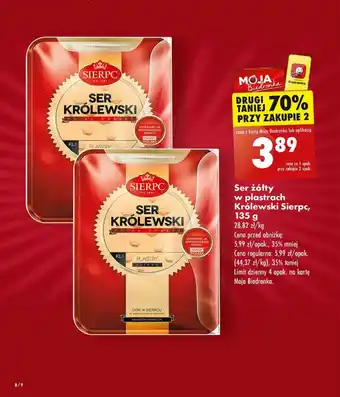 Biedronka Ser żółty w plastrach Królewski Sierpc, 135 g oferta