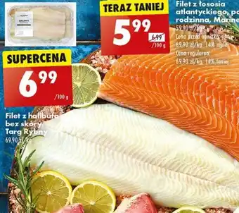 Biedronka Filet z halibuta bez skóry, Targ Rybny 100g oferta