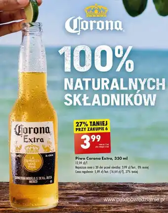Biedronka Piwo Corona Extra, 330 ml oferta