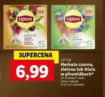 Lidl Lipton Herbata czarna, zielona lub biała w piramidkach 20 torebek oferta