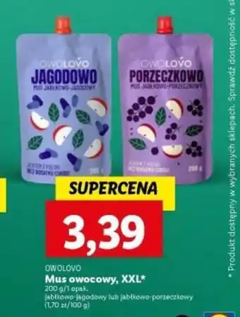Lidl OWOLOVO Mus owocowy, XXL 200 g oferta