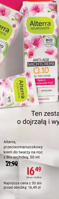 Rossmann Alterra, przeciwzmarszczkowy krem do twarzy na noc z Bio orchideą, 50 ml oferta