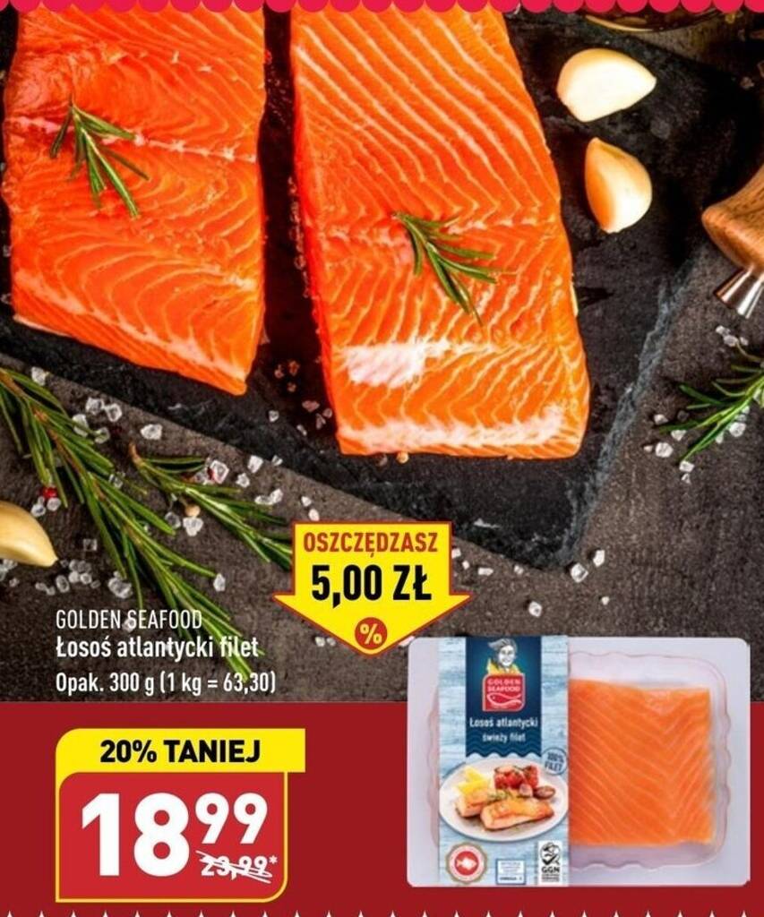 ALDI GOLDEN SEAFOOD Łosoś atlantycki filet 300 g oferta