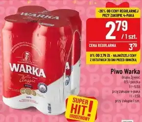 Polomarket Warka classic piwo jasne 4 x 500 ml oferta