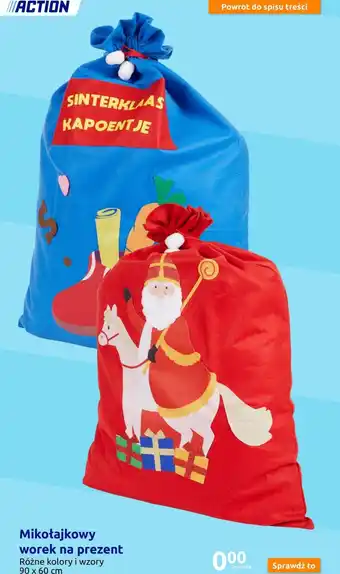Action Mikołajkowy worek na prezent oferta