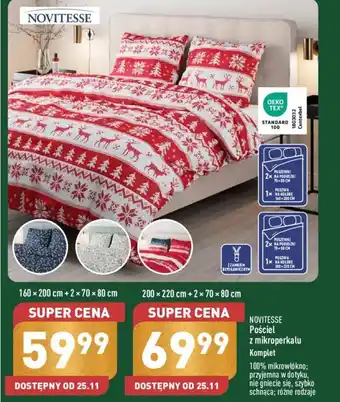 ALDI NOVITESSE Pościel z mikroperkalu 200 x 220 cm + 2 x 70 x 80cm oferta