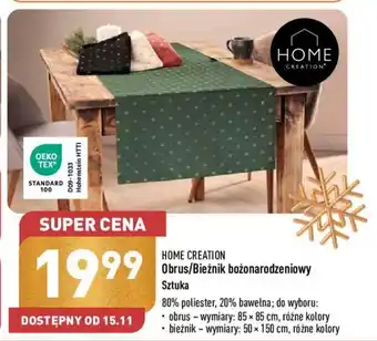 ALDI HOME CREATION Obrus/Bieżnik bożonarodzeniowy Sztuka 85 x 85cm 50x 150cm oferta