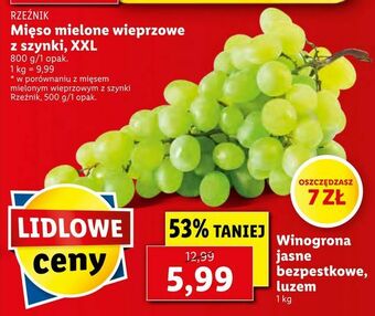 Lidl Winogrona jasne bezpestkowe, luzem oferta