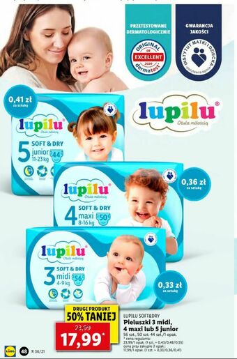 Lidl Pieluszki 3 midi, 4 maxi lub 5 junior oferta