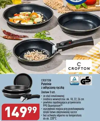 ALDI CROFTON Patelnie z odłączaną rączką 3szt. oferta
