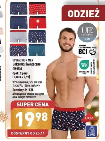 ALDI UP2FASHION MEN Bokserki świąteczne męskie Opak. 2 pary Rozmiary: M-XXL oferta