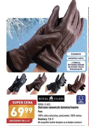 ALDI ROYAL CLASS Skórzane rękawiczki damskie/męskie Rozmiary: 7,5-9 oferta