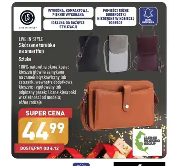 ALDI LIVE IN STYLE Skórzana torebka na smartfon oferta