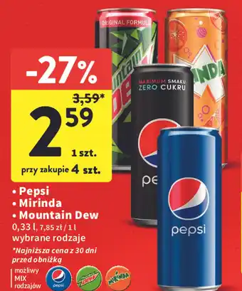 Intermarche Pepsi Mirinda Mountain Dew 0,33l oferta