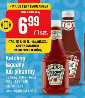 Polomarket Ketchup łagodny lub pikantny HJ Heinz, 450 g-455 g oferta