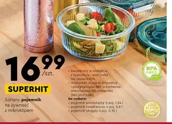 Biedronka SMUKEE Szklany pojemnik na żywność z mikroklipem oferta