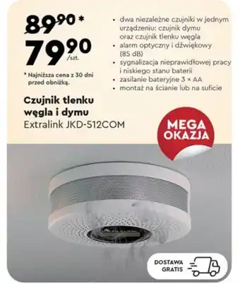 Biedronka Czujnik tlenku węgla i dymu Extralink JKD-512COM oferta