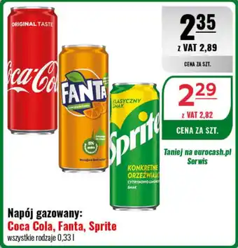 Eurocash Napój gazowany: Coca Cola, Fanta, Sprite 0,33 l oferta
