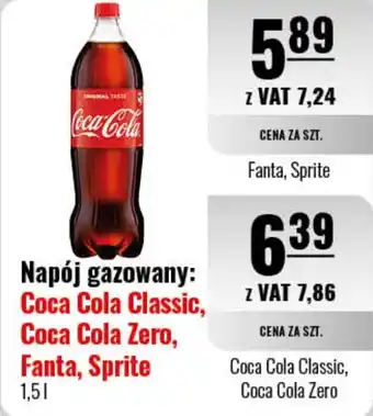 Eurocash Napój gazowany: Coca Cola Classic, Coca Cola Zero, 1,5 l oferta