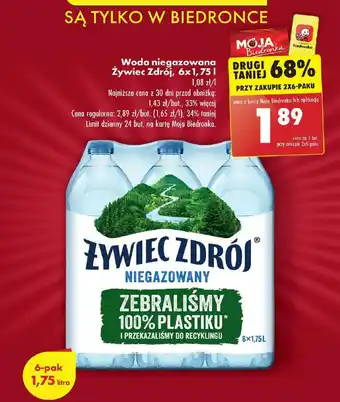 Biedronka Woda niegazowana Żywiec Zdrój 6 x 1,75l oferta