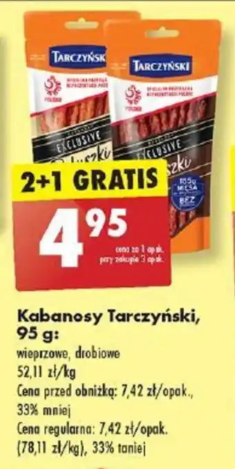 Biedronka Kabanosy Tarczyński, 95 g oferta