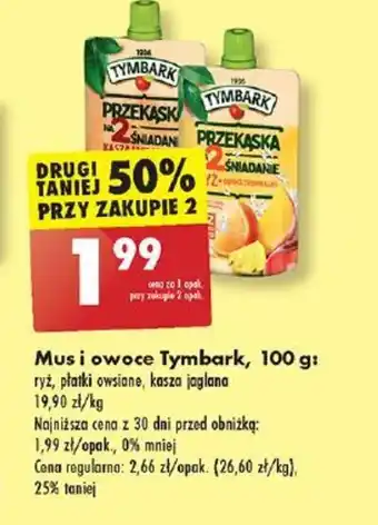 Biedronka Mus i owoce Tymbark 100g oferta
