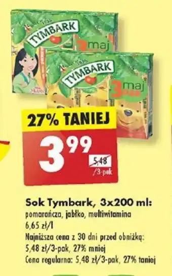 Biedronka Sok tymbark 3 x 200ml oferta