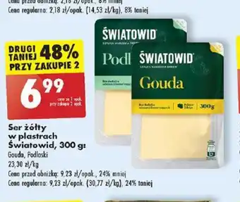 Biedronka Ser żółty w plastrach Światowid, 300 g oferta