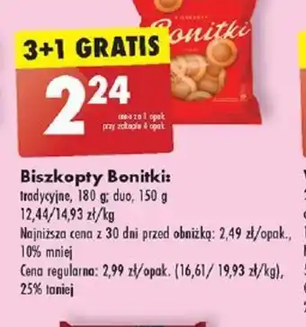 Biedronka Biszkopty Bonitki: tradycyjne, 180 g; duo, 150 g oferta