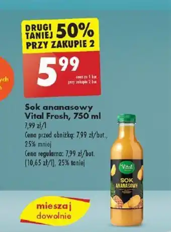 Biedronka Sok ananasowy Vital Fresh, 750 ml oferta