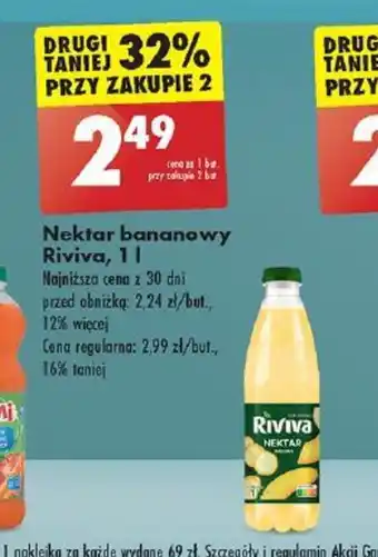 Biedronka Nektar bananowy Riviva, 1l oferta