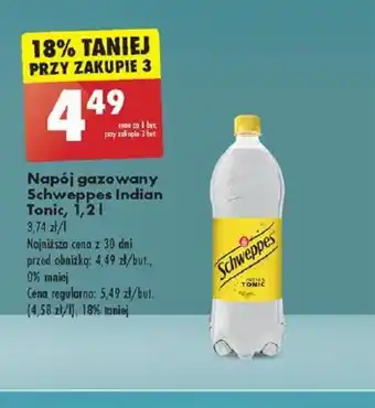 Biedronka Napój gazowany Schweppes Indian Tonic, 1,2l oferta