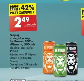 Biedronka Napój energetyczny Be Power 100% Witamin, 500 ml oferta