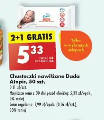 Biedronka Chusteczki nawilżane Dada Atopic, 50 szt. oferta
