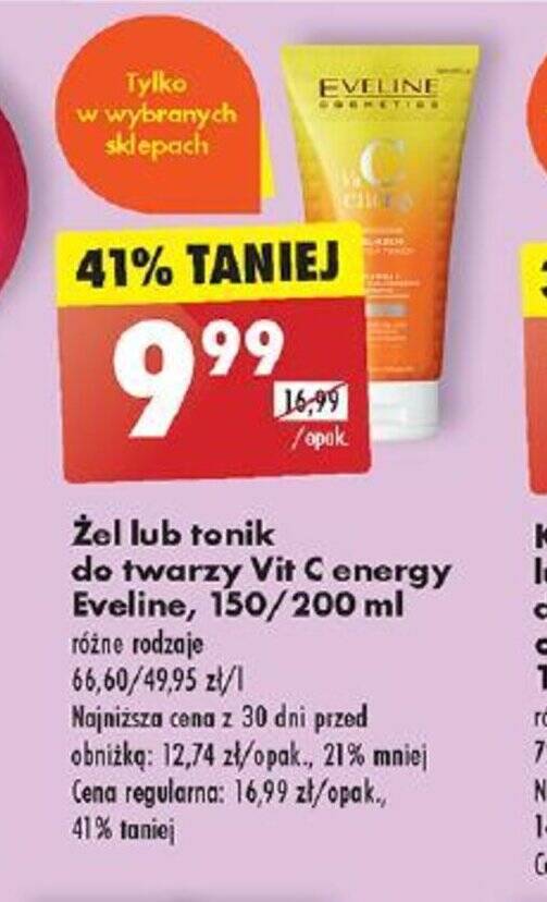 Promocja Żel lub tonik do twarzy Vit C energy Eveline, 150/200 ml różne