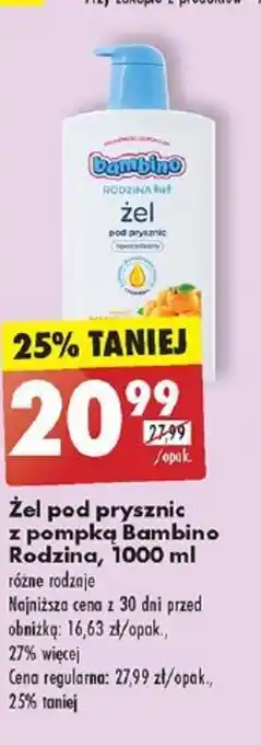 Biedronka Żel pod prysznic z pompką Bambino Rodzina, 1000 ml oferta