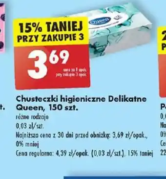 Biedronka Chusteczki higieniczne Delikatne Queen 150szt. oferta